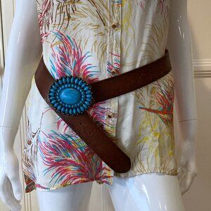 Cabi 100% silk feather blouse